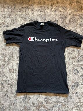 Champion GT23H Classic Jersey Script T-Shirt for Men Size L - Black